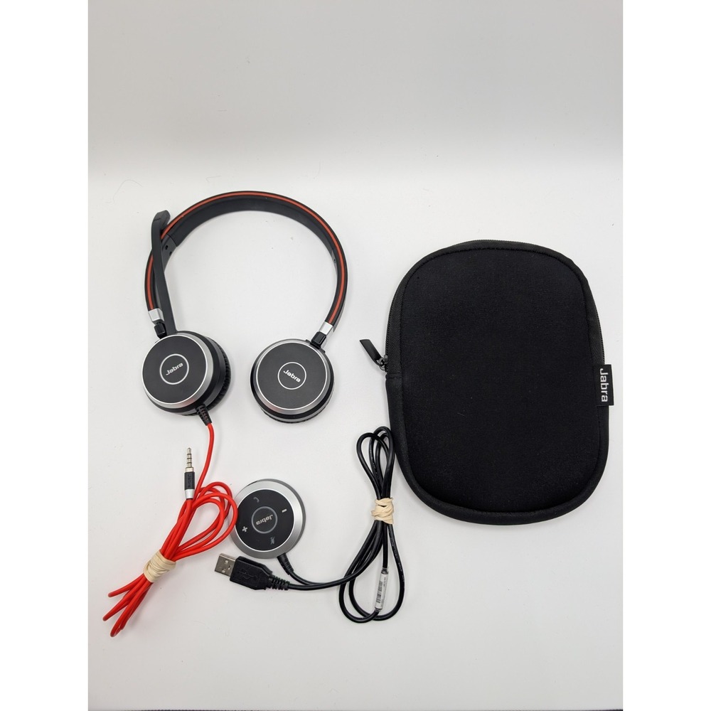 Jabra Evolve 40 Stereo Headset Black ENC010 USB 3.5mm Skype PC Mac Boom Mic